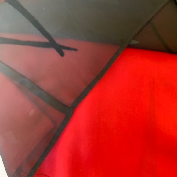 English Richards mini black & red Dress sheer mesh black velvet leaves US 12 - Picture 10 of 16